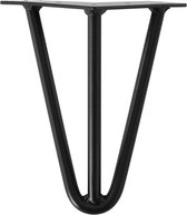 Zwarte massieve 3-punt hairpin tafelpoot 20 cm