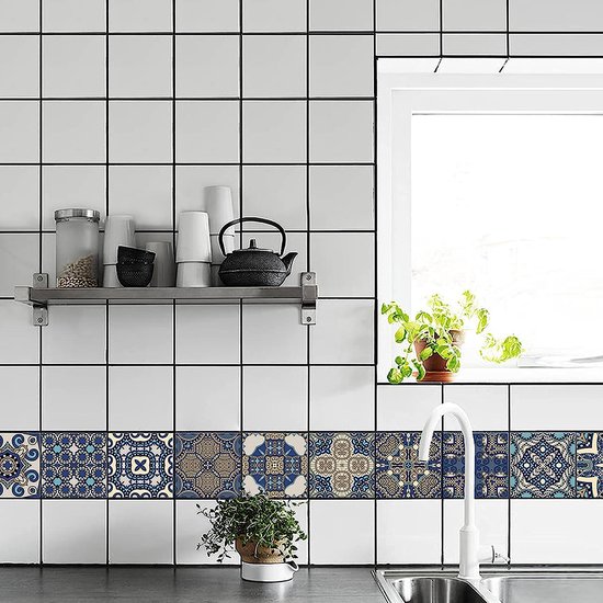 40 Stuks Mozaïekstickers Voor Badkamer EasyLife Wandtegelstickers Zelfklevend - 10x10 Cm, Set Van 40 Stuks, Waterdicht (voor Badkamer, Keuken) Waterdichte Muurstickers