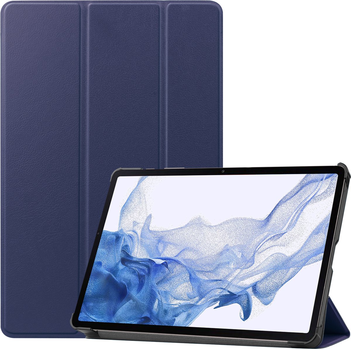 Hoesje - Geschikt voor Samsung Galaxy Tab S9 - Dun & Stevig - Hard Cover Case - Trifold Bookcase Hoes - Met Uitsparing Geschikt voor S Pen - Hardcover Book - Tablethoes - Donkerblauw