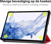 Hoes Geschikt voor Samsung Galaxy Tab S9 Hoes Book Case Hoesje Trifold Cover Met Uitsparing Geschikt voor S Pen Met Screenprotector - Hoesje Geschikt voor Samsung Tab S9 Hoesje Bookcase - Rood