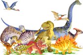 Fotobehang Dinosaurussen Geschilderd Met Waterverf - Vliesbehang - 460 x 300 cm