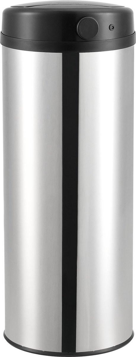 Prullenbak Charli - Met Sensor - 77xØ30,5 cm - 47 liter - Zilverkleurig - Afneembaar en Waterdicht Deksel