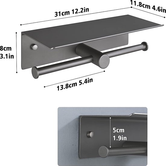 Porte-rouleau avec couvercle MINIMAL ALUMINIUM - SALGAR 86188