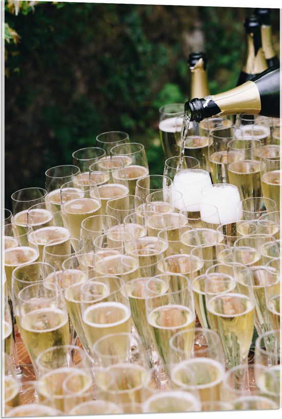 Acrylglas - Volle Champagneglazen - 60x90 cm Foto op Acrylglas (Wanddecoratie op Acrylaat)