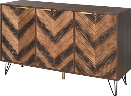 Dressoir met drie deuren, Industrieel - Hout/metaal - Bruin/zwart - 120x38x76,5cm