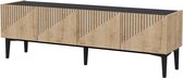 Tv-meubel Arend - Tv-meubel - 45x154x37 cm - Kleur Marmer Zwart en Eiken - Spaanplaat - Kunststof - Decoratief Design