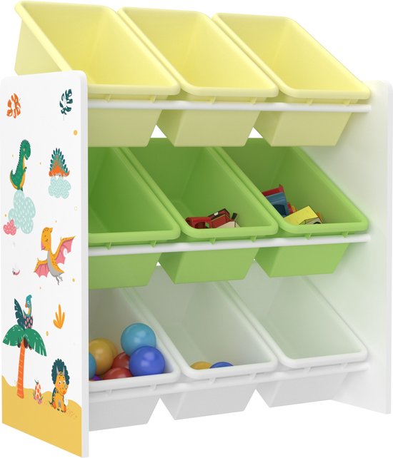 Kinderrek Rowley - Speelgoedkast - 60x62x265 cm - Dinosaurusmotief - Voor jongens - Voor meisjes