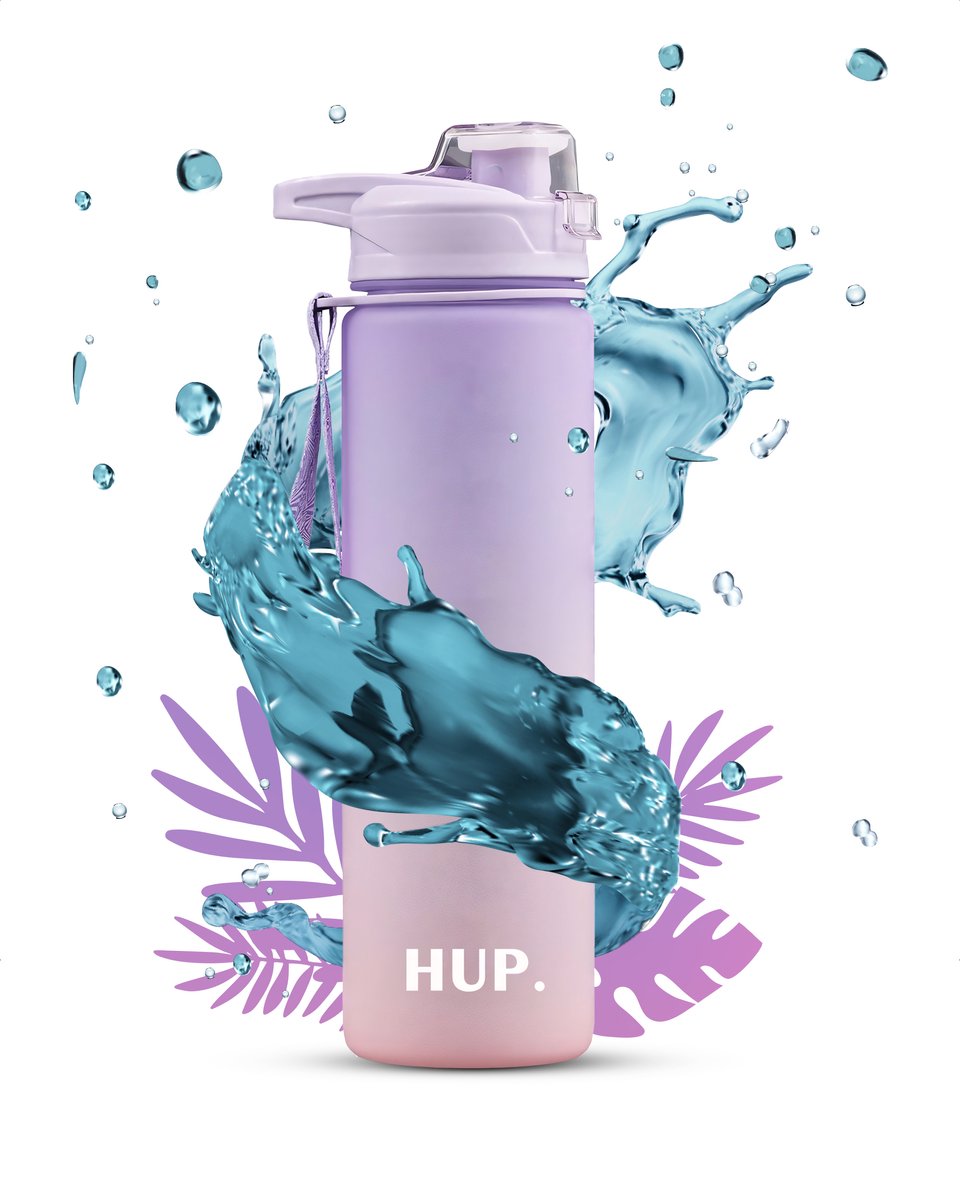 Hup. Waterfles – Motivatie Drinkfles – Waterfles 1 Liter - Waterfles Met Drinktuit – Drinkfles Volwassenen – Lek- en BPA-Vrij