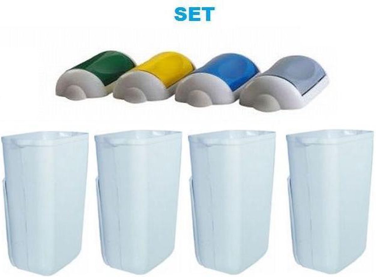 Waste separation SET ''Swing'' waste bin 23 liter white + 4x colored lids by Marplast