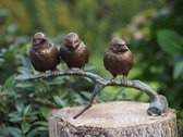Tuinbeeld - bronzen beeld - Mussen op tak - Bronzartes - 12 cm hoog