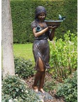 Tuinbeeld - bronzen beeld - Vrouw met schaal fontein - 162 cm hoog