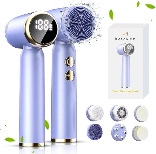 Royal WM - Pro - Gezichtsreiniger - Gezichtsborstel - Blackhead Remover - Elektrisch - 6 in 1 - Waterdicht - Blauw Royal WM - Pro - Gezichtsreiniger - Gezichtsborstel - Blackhead Remover - Elektrisch - 6 in 1 - Waterdicht - Blauw