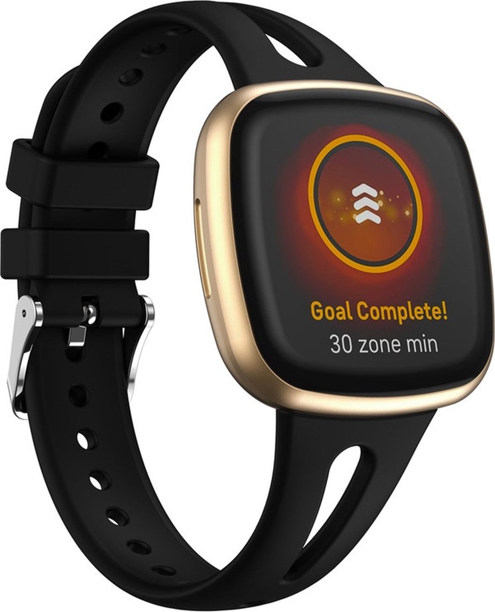 Siliconen bandje - geschikt voor Fitbit Versa 4 en Sense 2 - zwart - maat S
