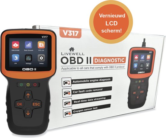 Livewell OBD2 Scanner - OBD - Vernieuwd LCD scherm - Incl. E-book - Auto uitlezen - Storing Verwijderen - Nederlandse Taal - Auto scanner - Diagnose apparatuur voor auto's - Plug & Play - Livewell
