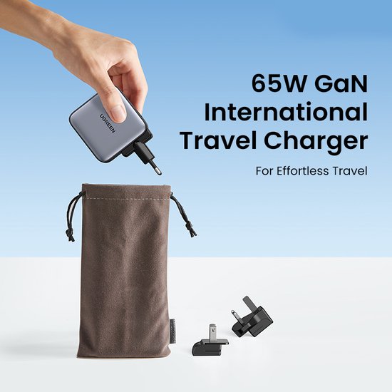 UGREEN 65W USB C-oplader, Nexode 3 poorten GaN