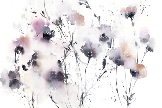 IXXI Flowers Grey - Wanddecoratie - Bloemen en Planten - 180 x 120 cm
