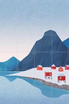 IXXI Red Houses - Lofoten - Wanddecoratie - Kerst - 80 x 120 cm