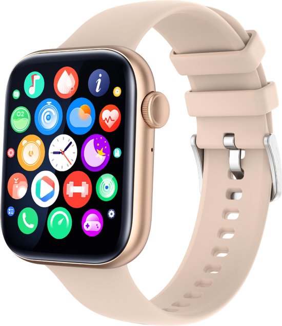 GØDLY® 45 Premium Smartwatch - Smartwatch Dames - Horloge – HD - Stappenteller - Kcal Teller - Slaapmeter - Hartslagmeter - Saturatiemeter - Geschikt voor iOS en Android - Roze