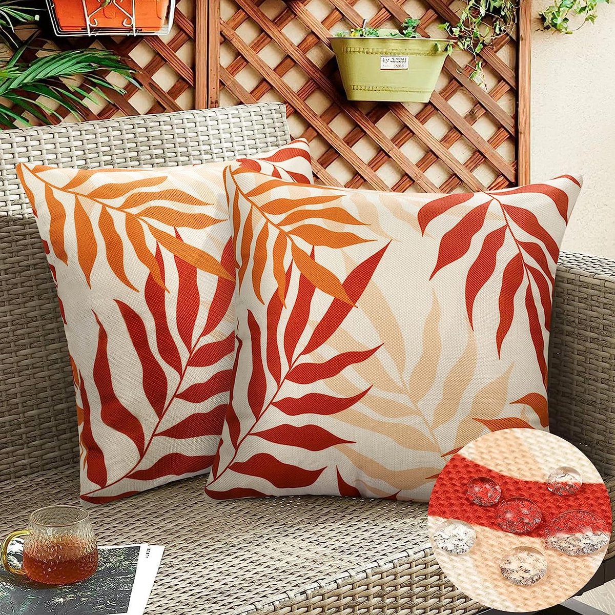 UNZYE Tissu De Lin Housse Coussin Satin Taie d'oreiller Zippée Fleur Housse  De Coussin Traversin Housse De Canapé Exterieur Housses De Coussin Orange