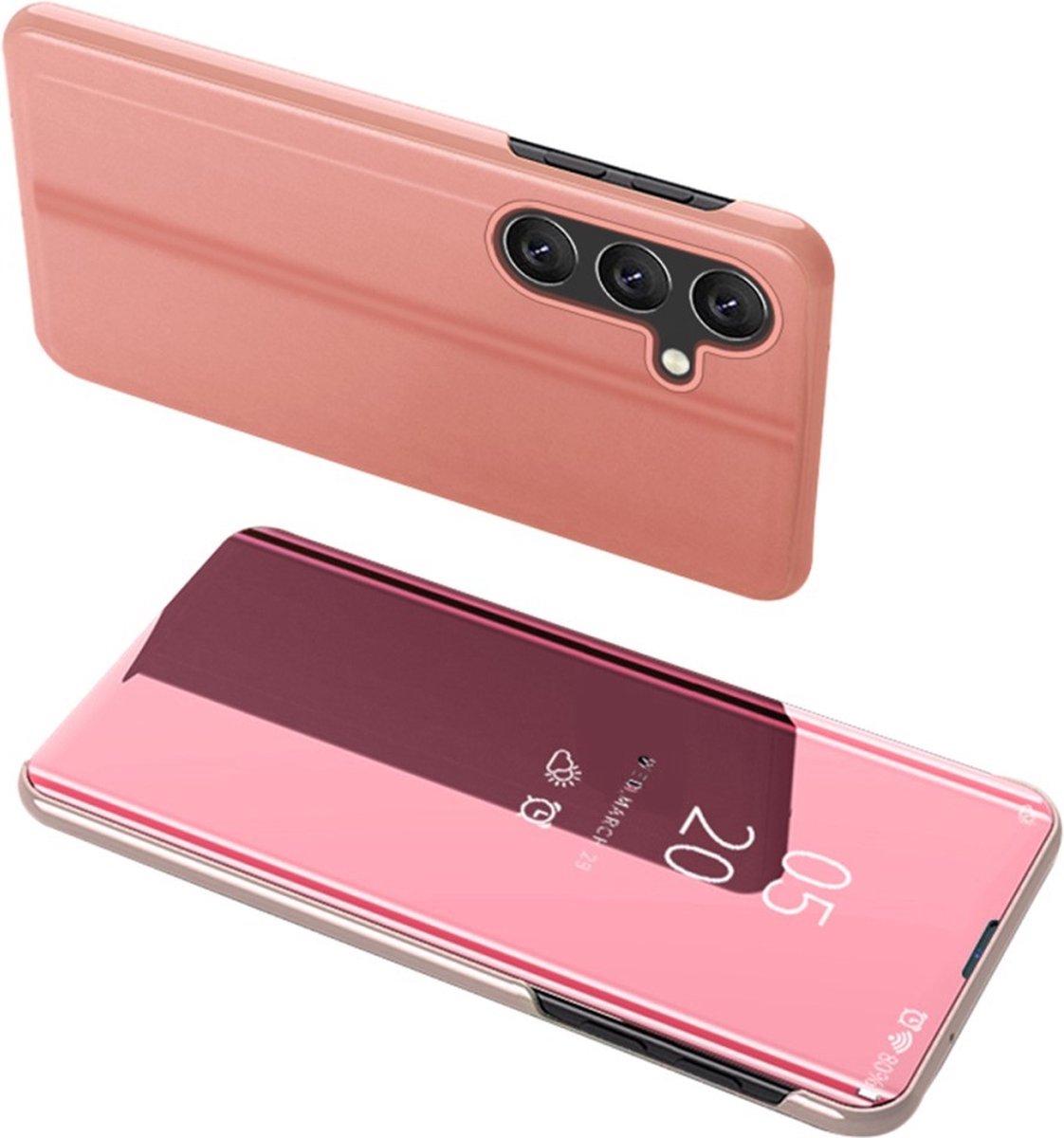 Hoesje - Geschikt voor Samsung Galaxy A54 Hoesje - Mirror View Case - Rose Gold