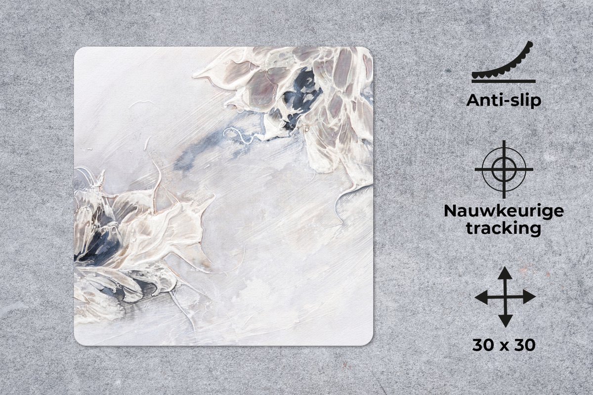 Muismat 30x30 cm - Mousepad Verf - Abstract - Beige - Grijs - Muismatten