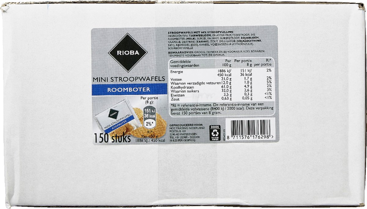 RIOBA Mini stroopwafels 150 stuks 1200 g
