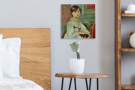 Tableau sur toile Enfant au chat - Pierre-Auguste Renoir - 20x20 cm - Décoration murale