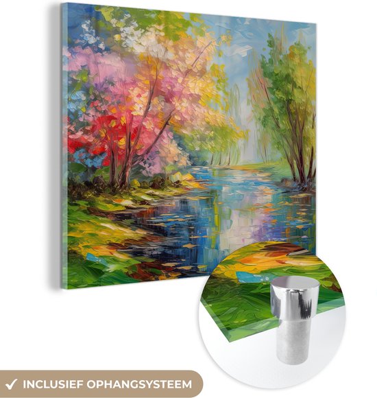 MuchoWow® Peinture sur verre 50x50 cm - Peinture sur verre - Peinture à l'huile - Paysage - Nature - Coloré - Photo sur verre acrylique - Peintures