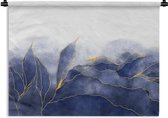 Wandkleed - Wanddoek - Marmer - Blauw - Marmerlook - Goud - Textuur - 120x90 cm - Wandtapijt