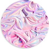 PVC Schuimplaat Muurcirkel - Mix van Pastelkleurige Verf - 60x60 cm Foto op Muurcirkel (met ophangsysteem)
