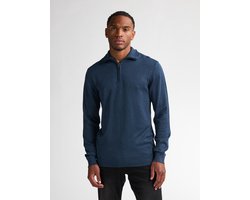 Petrol Industries - Heren Gebreide Half-Zip Trui Lexington - Blauw - Maat XXXL