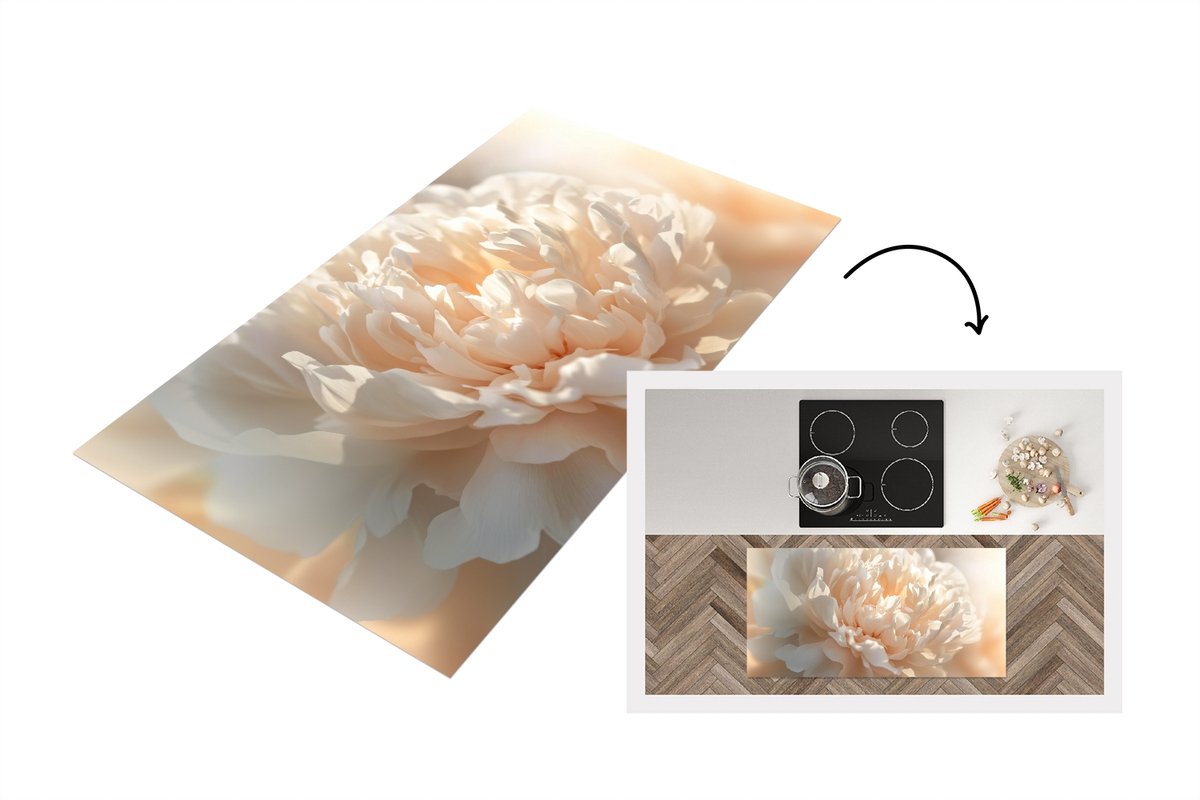 KitchenYeah Keukenloper 120x60 cm - Keukenmat vinyl Close up - Pioenroos - Lichtroze - Keukenmatten loper - Keuken vloerkleed tapijt