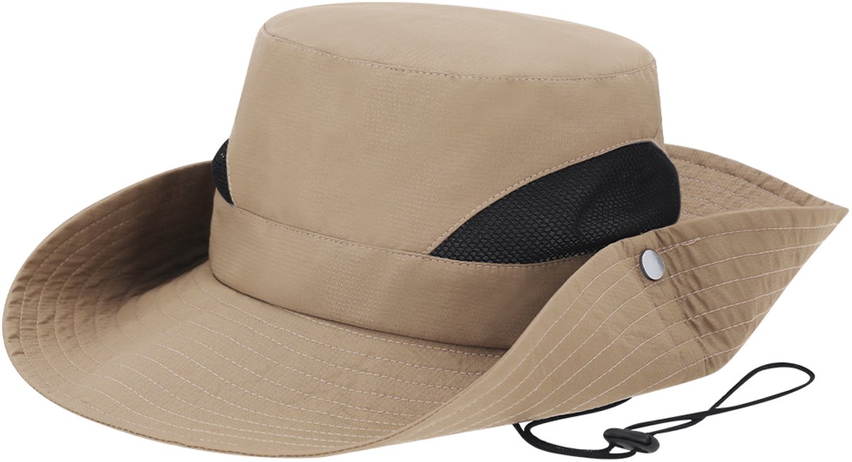 Safari hoed - Jungle - Zonnehoed - Met kinband - Polyester/mesh - Khaki beige