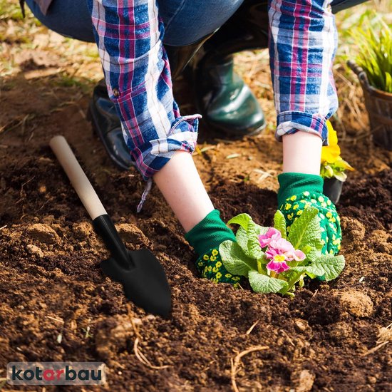 Mini-schep voor de tuin 128 mm groen voor kleine planten bloembladen ...