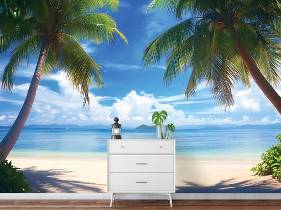 WALLARENA - Fotobehang - 350x250 cm - strand, palmbomen, zee, landschap, slaapkamer, woonkamer