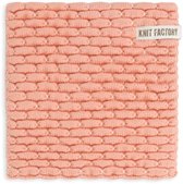 Knit Factory Gebreide Onderzetter Block - Pannenonderzetter - Hittebestendig - Onderlegger pannen - Tafel onderzetter - Opvouwbaar - Ecru/Apricot - 20x20 cm - 1 stuk verpakt