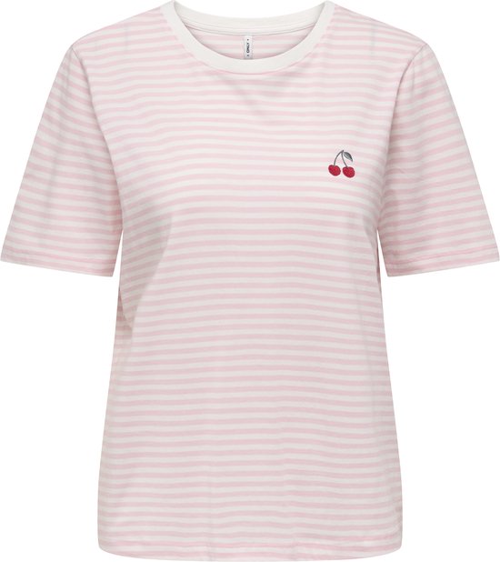 Only T-shirt Onlhappy Life S/s Emb Top Jrs 15370117 Cloud Dancer/ Romance Dames Taille - XL