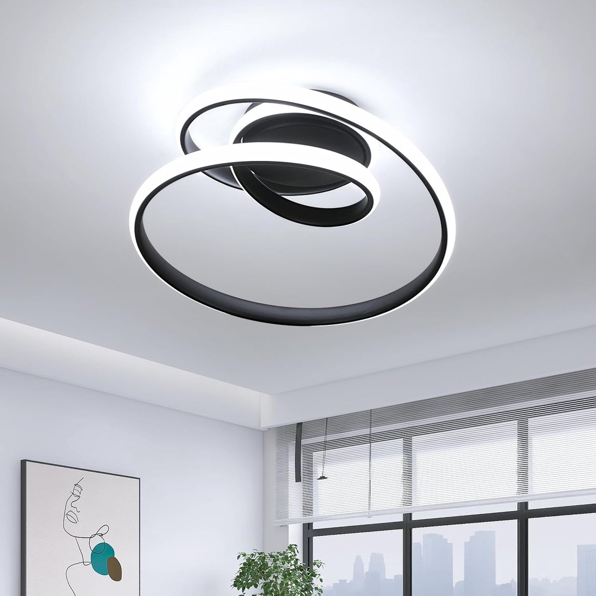 Haobosic - LED-plafondlamp, creatief spiraalontwerp, 36W 4000LM moderne plafondlamp, LED-verlichtingsarmatuur voor woonkamer, slaapkamer, eetkamer en gang, koel wit 6500K