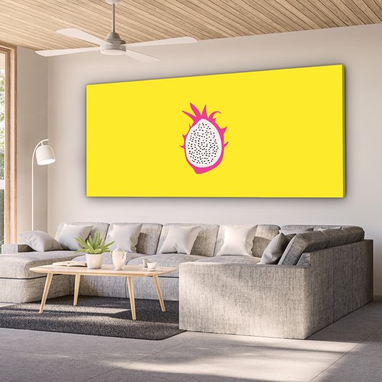 Canvas schilderij 160x80 cm - Exclusieve wanddecoratie Illustratie - Drakenvrucht - Kleurrijk - Muurdecoratie woonkamer - Slaapkamer decoratie - Kamer accessoires - Schilderijen op canvas