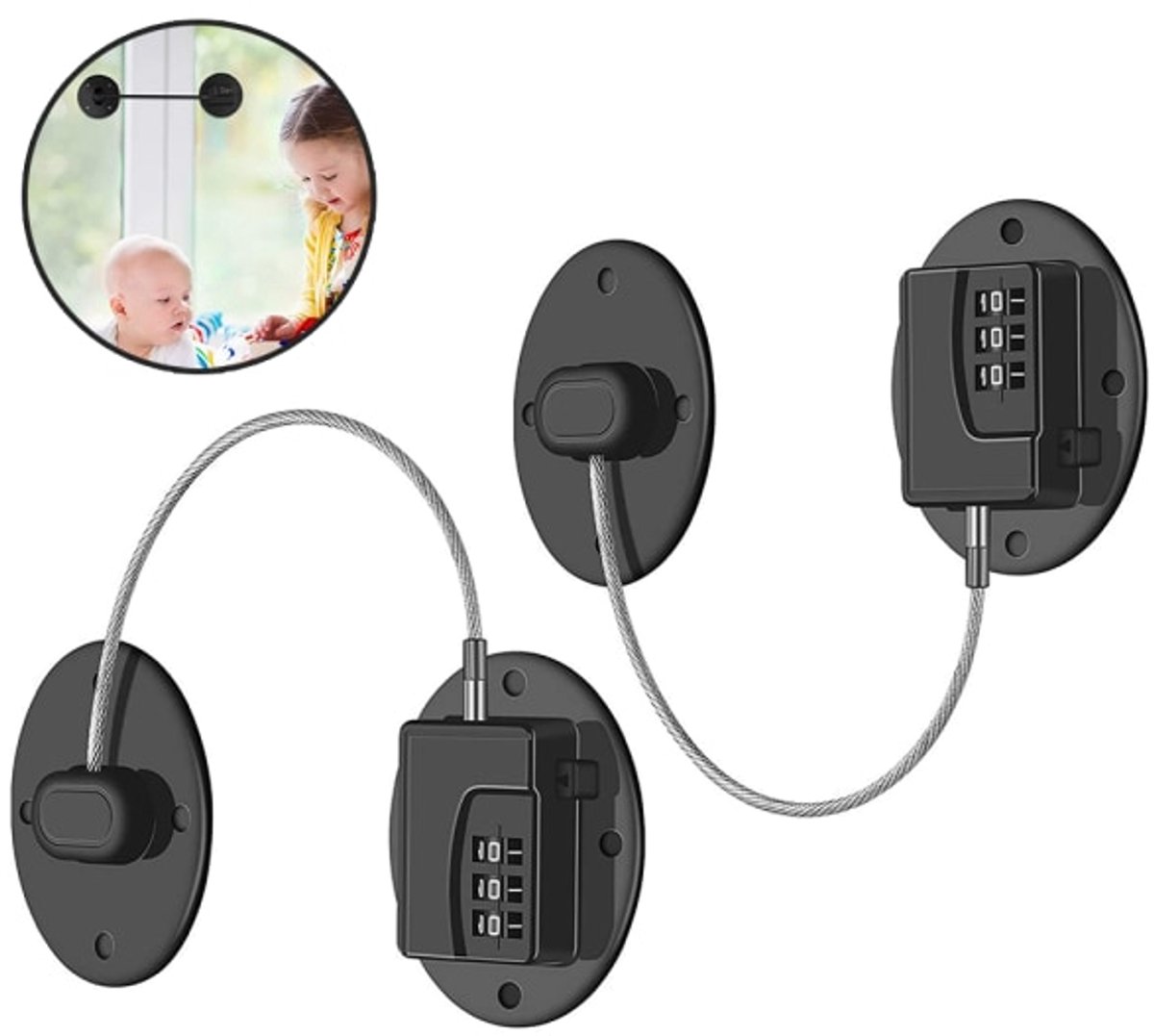 Image of 2-delig Koelkast Slot Serie - Zware Duty Codelock - Kinderbeveiliging - Zelfklevend - Voor Keuken & Huishoudelijk Gebruik