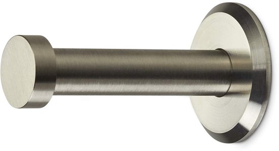 Geborsteld RVS kapstokhaak, 50 mm lang, met ronde rozet.