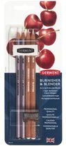 Derwent Blender & Burnisher Potlodenset - Inclusief Gum en Puntenslijper - Professionele Kwaliteit - Set van 4