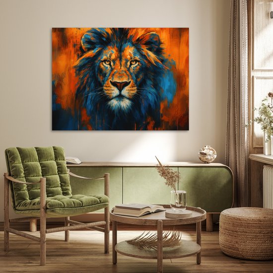 Affiche 120x90 cm - Tableau - Tête de lion - Oranje - Posters - Décoration chambre - Décoration murale salon - Décoration murale chambre