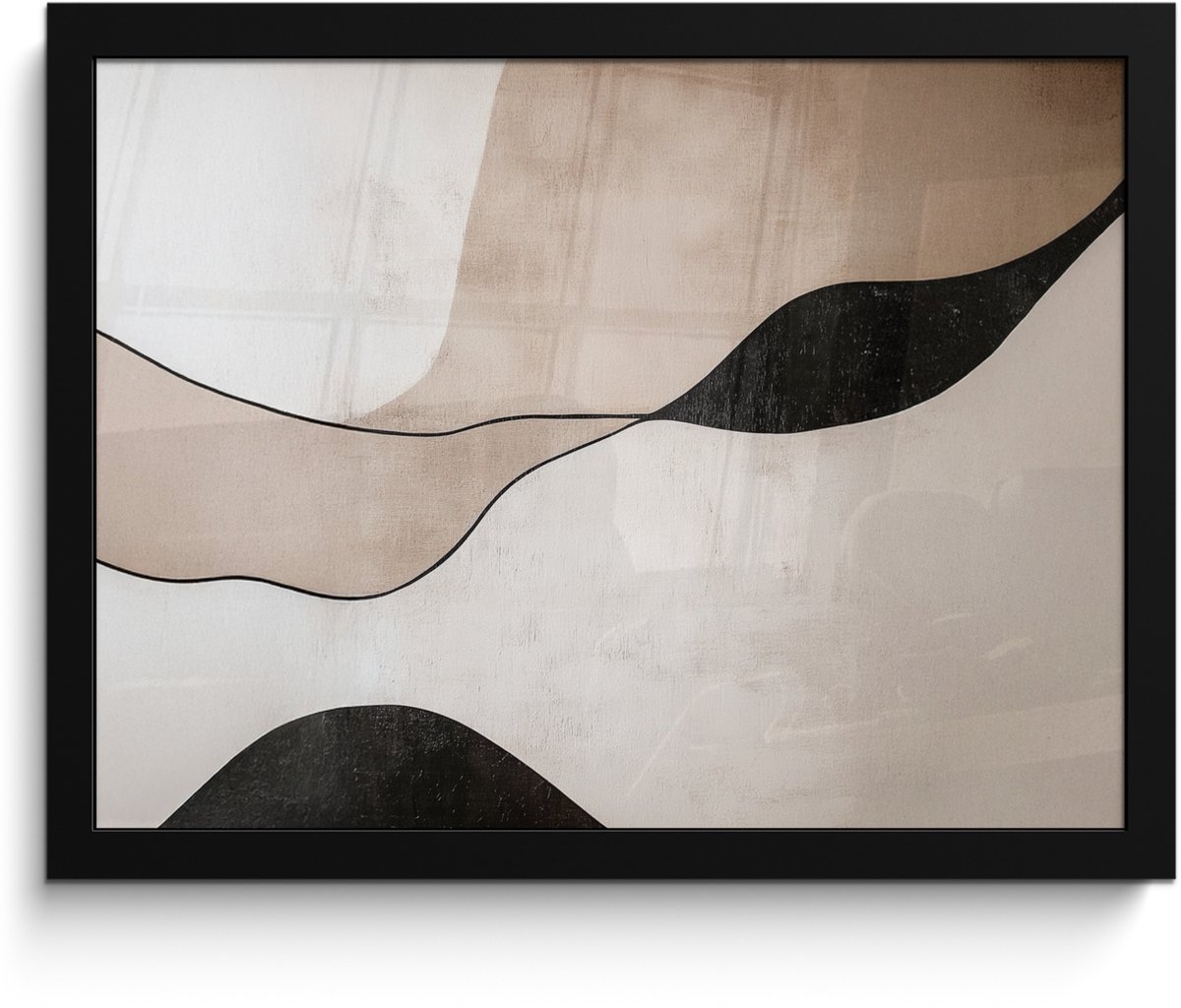 FrameYourWall Poster in lijst - Fotolijst 40x30 cm - Posters - Contourlijnen - Abstracte landschap - Posterlijst zwart - Decoratie - Wanddecoratie woonkamer - Muurdecoratie slaapkamer