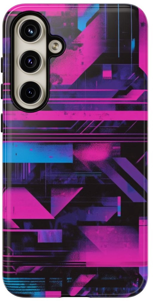 Neon Geometrisch Abstract Patroon – Telefoonhoesje Geschikt voor Samsung Galaxy S24 Plus