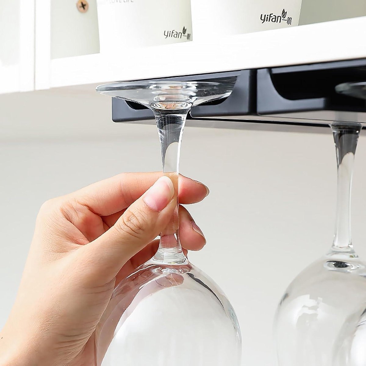 2 Porte-verres à Pied Suspendus Blancs – Aucun Perçage Requis, Gain De Place Pour Cuisine, Bar Ou Restaurant - 4
