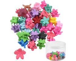 kissral 40pcs Baby Girl Mini Hair Clips Plastic Hair Clip Flower Hair Claws Hairdressing Accessories for Babies Girls Women Round Box