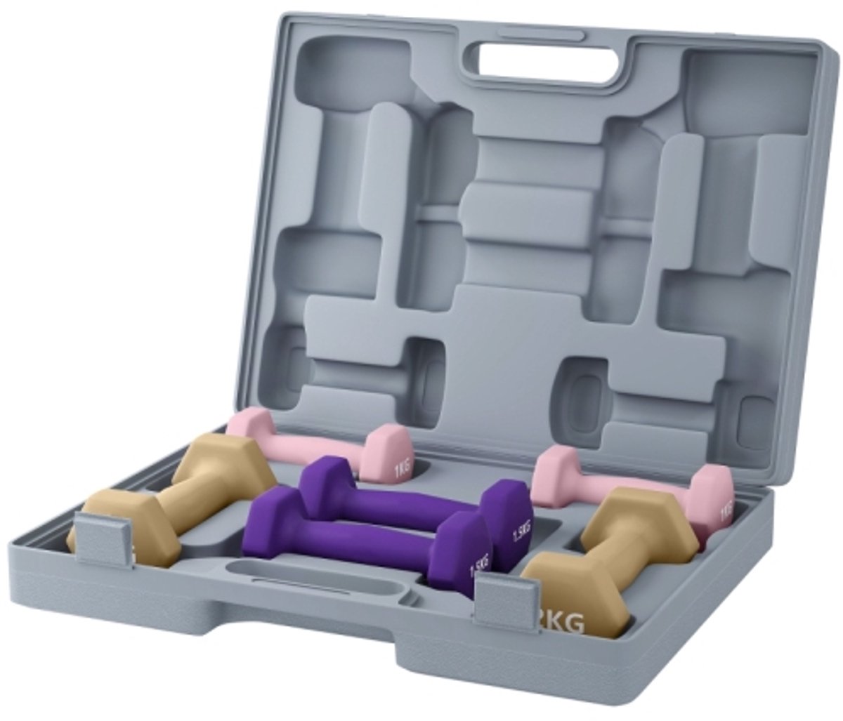 SPORTNOW halterset, set van 6 halters met gewichten, stalen halterset, 1 kg, 1,5 kg, 2 kg
