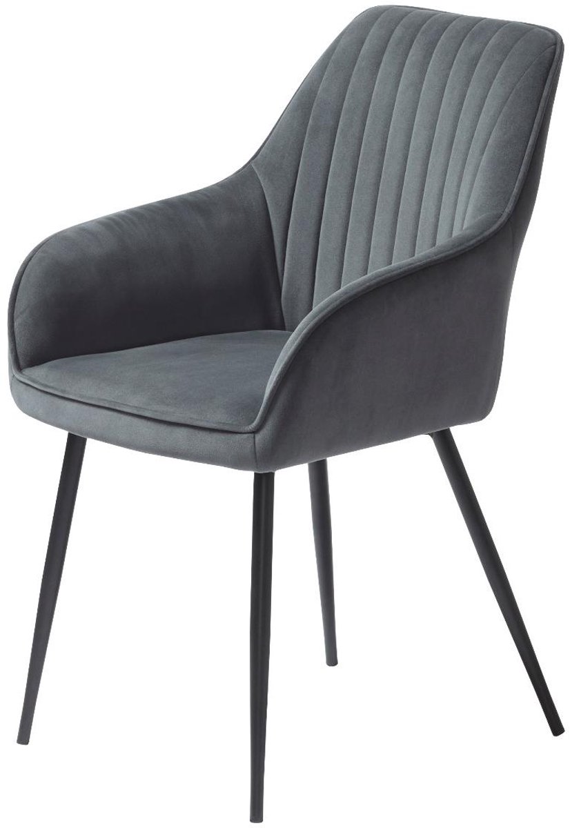 Nordic Home - Angelo armstoel velvet streep - grijs