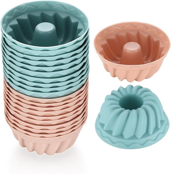 Moules à Mini -gâteaux Bundt - réutilisables - 20 pièces - silicone - Ø 6,5 cm
